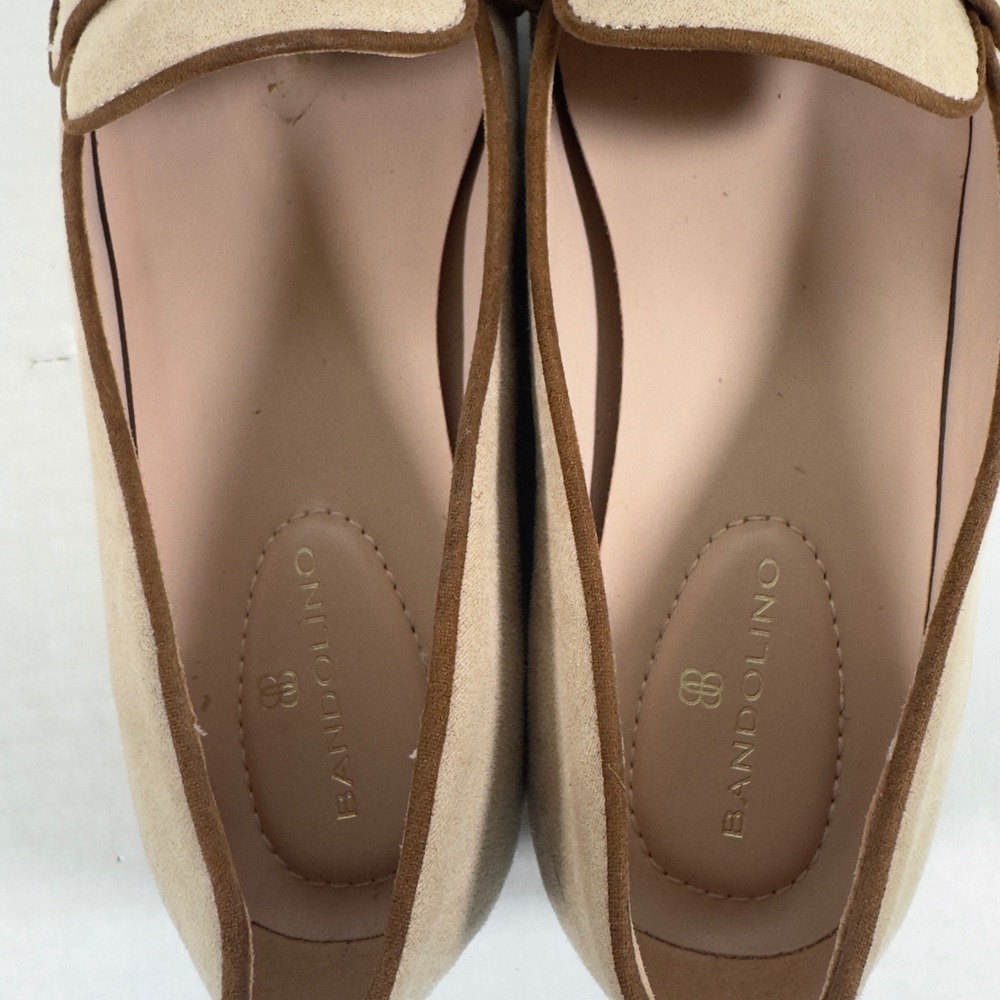 Bandolino Loafers Women 7M Beige Brown Bow Accent Flat Shoes Prep Academia - Picture 5 of 8